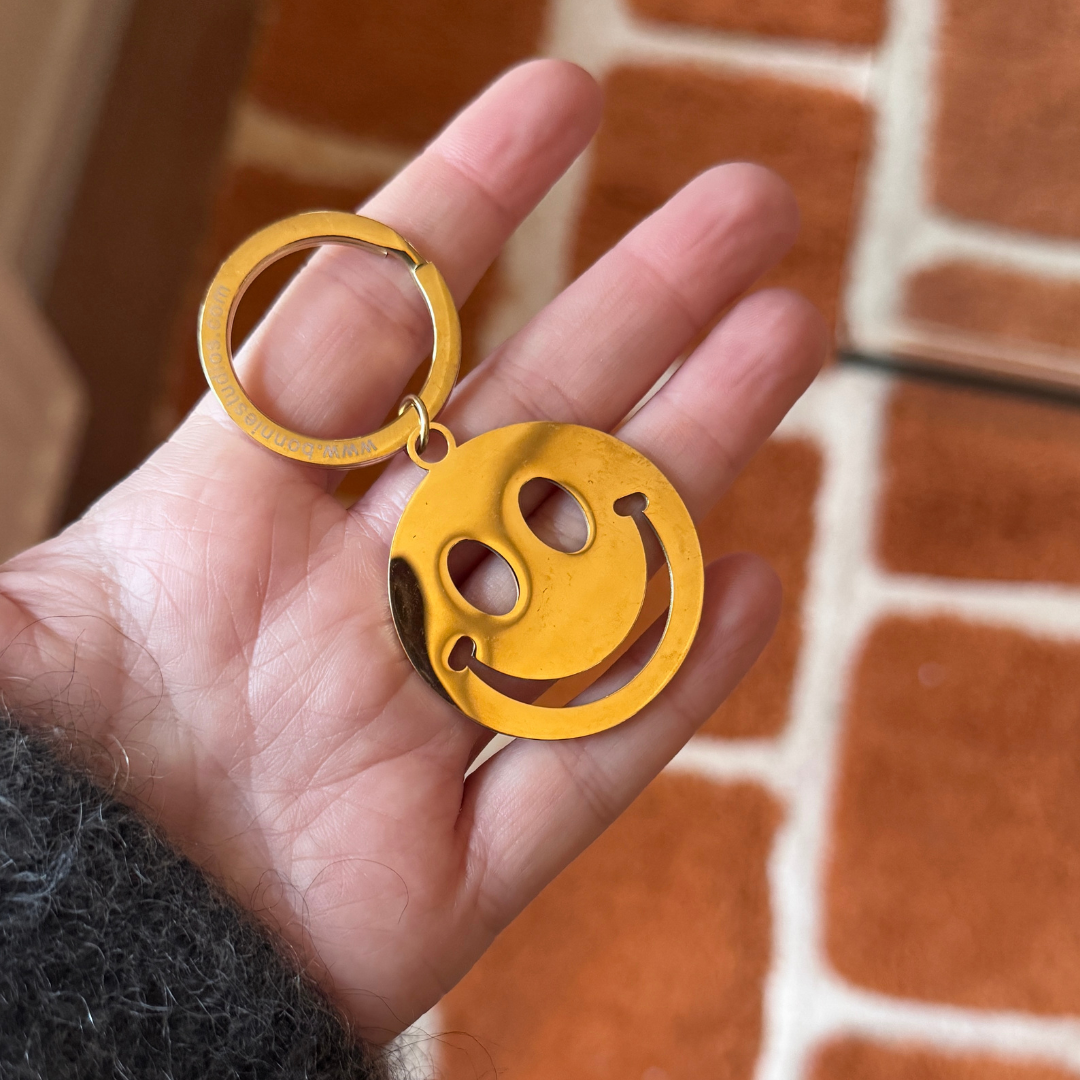 Smiley Gold Key Chain