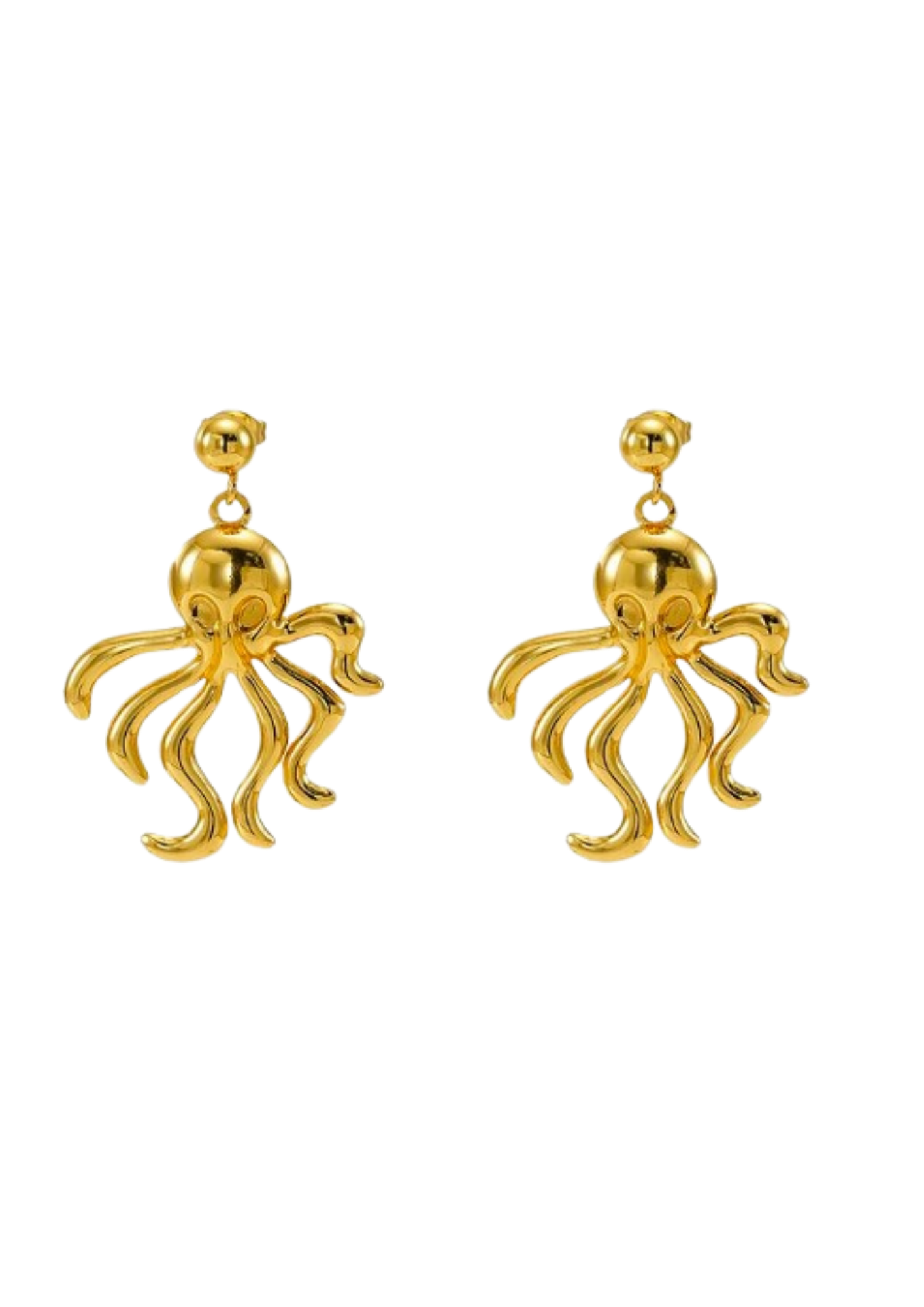 Golden Squid Earrings ~ 2 pc