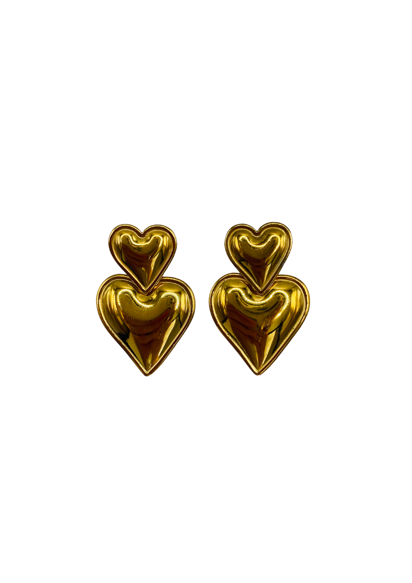 Double Heart Earrings ~ 2 Pcs